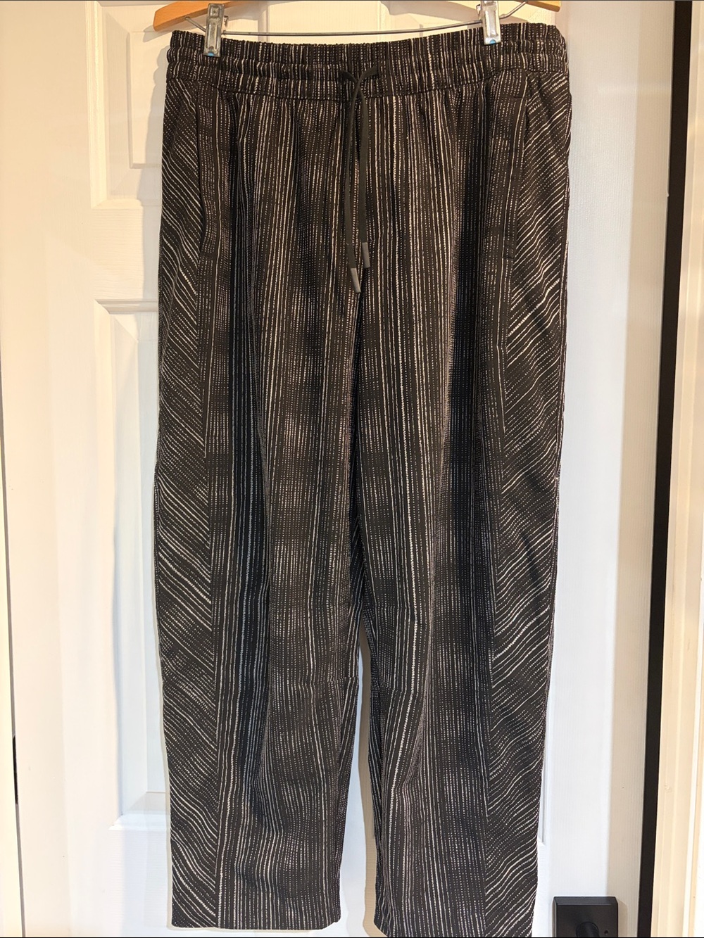 Athleta Black & White Striped Drawstring Track Pants